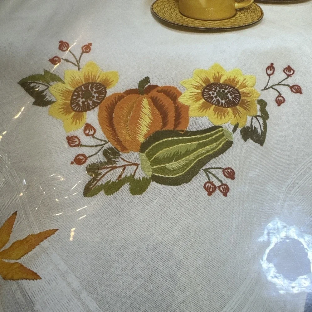 NEW Vervaco Stamped cross stitch kit flowers & butterflies, tablecloth 32